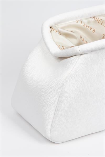 Kadın Trend Beyaz Deri Clutch Portföy Çanta