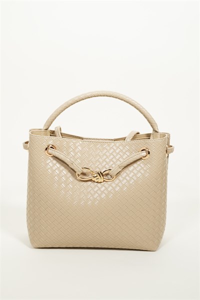 Kadın Venty Krem Renk Gold Tokalı El Ve Omuz Çantası