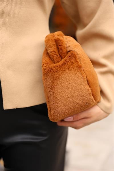 Kadın Yumuşak Peluş Clutch Portföy Çanta