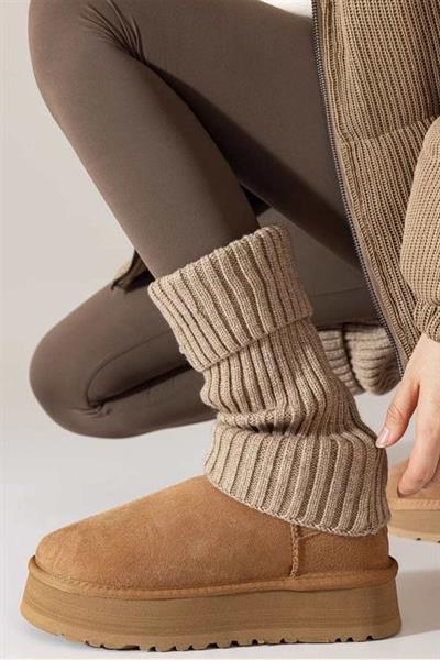 Kahve %100 Akrilik Üst Kalite Triko Örgü Çorap Tozluk