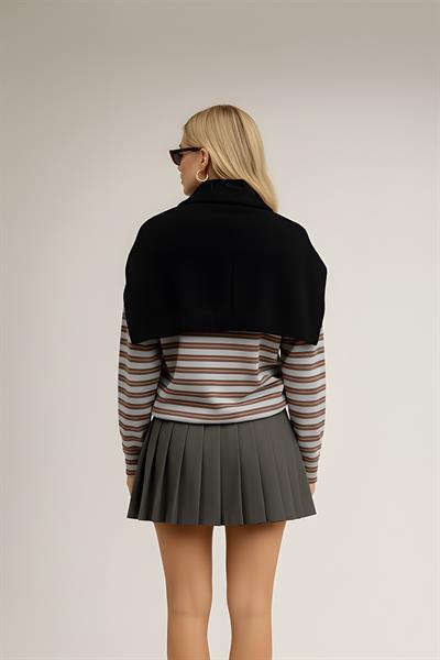 Kare Parçalı Atkı Siyah