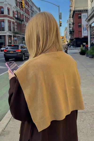 Kare Parçalı Atkı Vizon