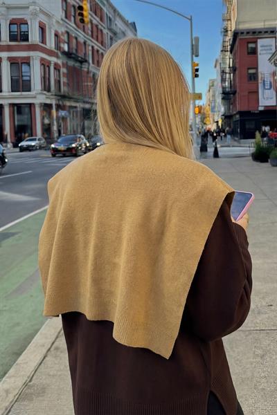 Kare Parçalı Atkı Vizon