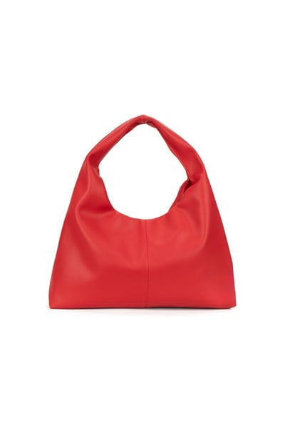 Kırmızı Deri Kadın Shopper Omuz Çantası – Yumuşak Form Vintage Model