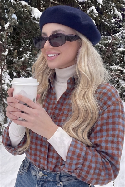 Lacivert Fransız Ressam Keçe Bere