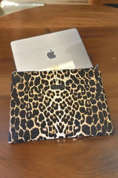 Leopar Desen Laptop Tablet Kılıfı 13-14 inç Portföy Çanta