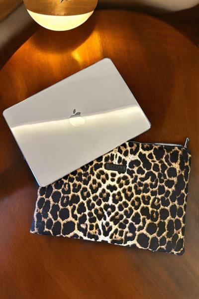 Leopar Desen Laptop Tablet Kılıfı 13-14 inç Portföy Çanta