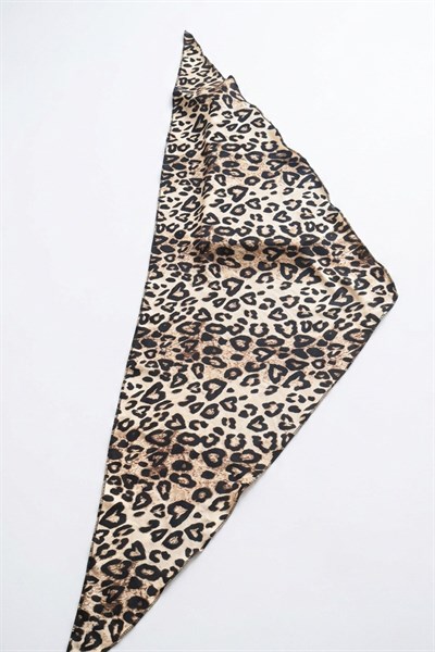 Leopar Desenli XL Boy Üçgen Çok Kullanımlı Bandana Fular 140 Cm