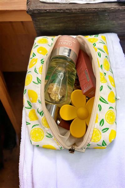 Limon Desen Makyaj Çantası