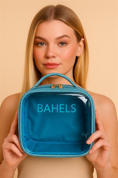 Mavi Shine Collection Simli Makyaj Seyahat Çantası