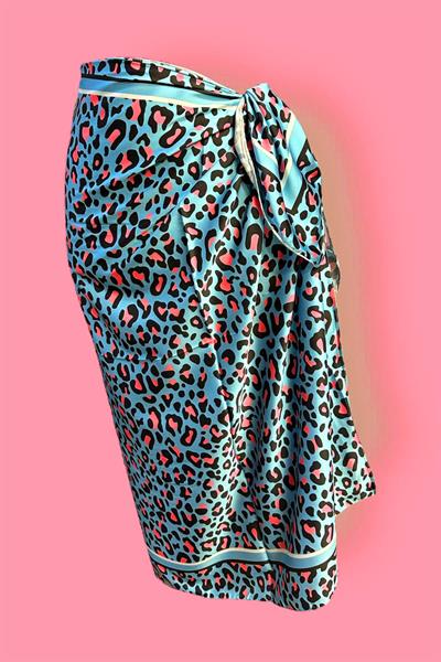 Özel Tasarım Mavi Leopar Desen İç Göstermeyen Pareo  95*145 Cm