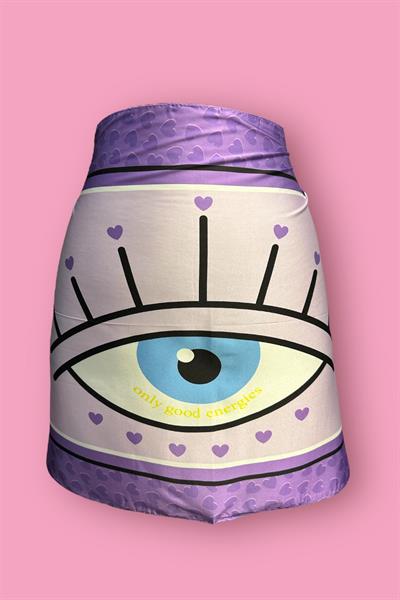 Özel Tasarım Mor Göz Desen İç Göstermeyen Pareo  45*145 Cm