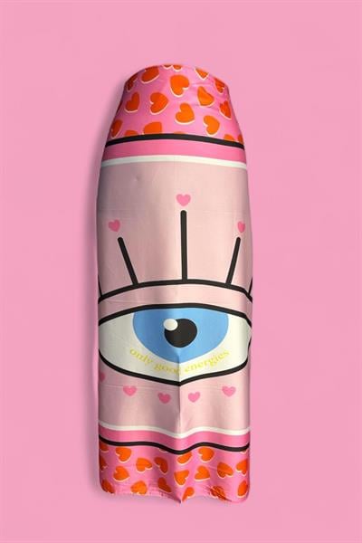 Özel Tasarım Pembe Göz Desen İç Göstermeyen Pareo  95*145 Cm