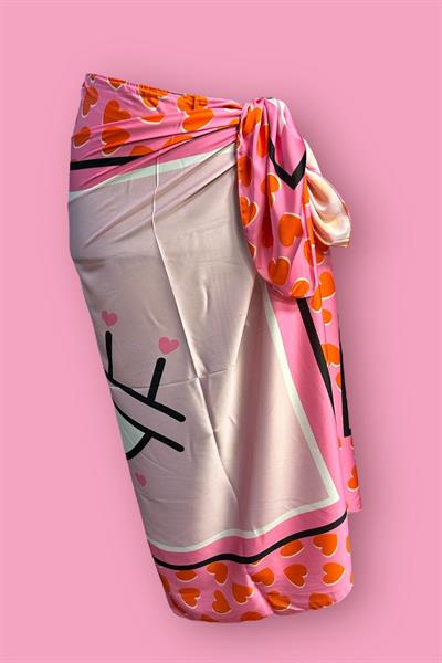 Özel Tasarım Pembe Göz Desen İç Göstermeyen Pareo  95*145 Cm