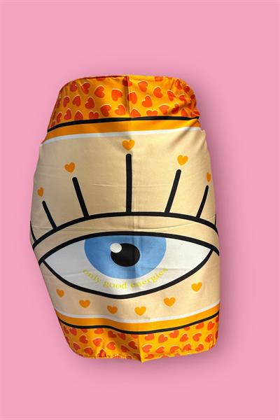 Özel Tasarım Turuncu Göz Desen İç Göstermeyen Pareo  45*145 Cm