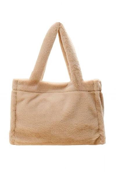 Peluş Camel Yumuşak Dokulu Tote Omuz Çantası