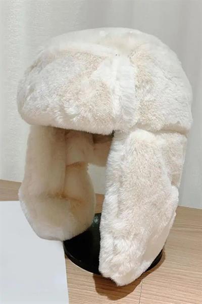 Peluş Kulaklı Klipsli Bere Şapka