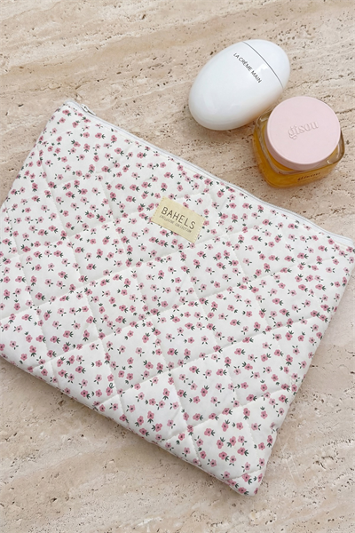 Pembe Çıtır Çiçek XL Macbook ve Tablet Uyumlu Portföy Çanta