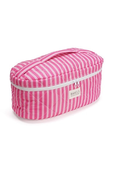 Pembe Çizgili Airwrap Uyumlu Içi Bölmeli Tüm Saç Şekillendirici Için Xl Boy Çanta Seyahat Çantası