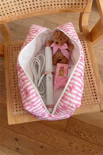 Pembe Fiyonk Çizgili Tüm Saç Şekillendirici İçin Xl Boy Çanta Seyahat Çantası