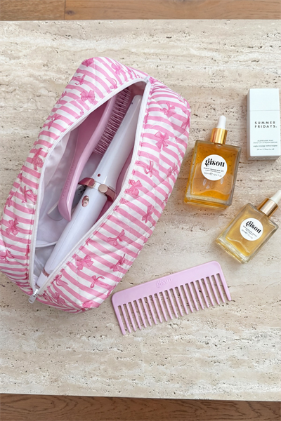 Pembe Fiyonk Çizgili Tüm Saç Şekillendirici İçin Xl Boy Çanta Seyahat Çantası