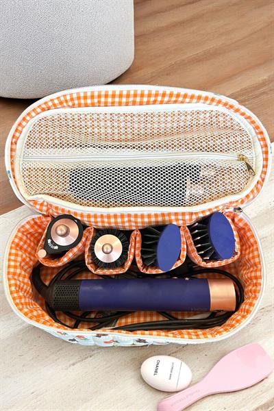 Ayıcık Desen Airwrap Uyumlu Içi Bölmeli Tüm Saç Şekillendirici Için Xl Boy Çanta Seyahat Çantası