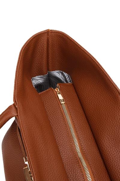 Kadın Camel Kilit Detaylı El ve Omuz Çantası