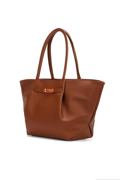 Kadın Camel Kilit Detaylı El ve Omuz Çantası