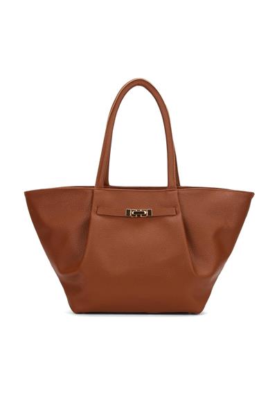 Kadın Camel Kilit Detaylı El ve Omuz Çantası