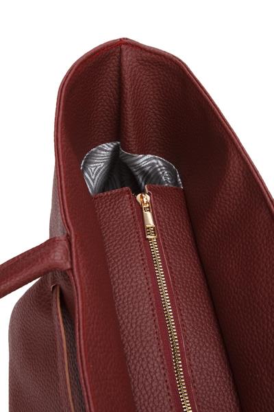 Kadın Cherry Kilit Detaylı El ve Omuz Çantası