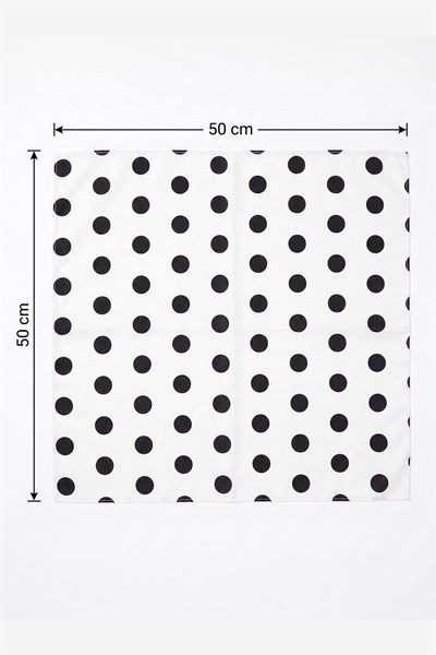 Puantiye Beyaz Kadın Bandana Fular 50x50cm