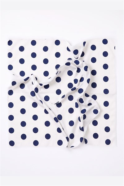 Puantiye Mavi Kadın Bandana Fular 50x50cm