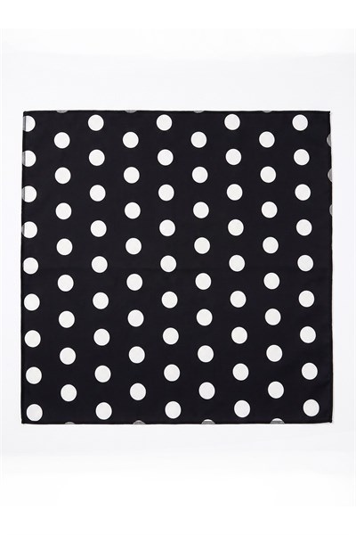 Puantiye Siyah Kadın Bandana Fular 50x50cm