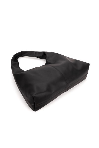 Siyah Deri Kadın Shopper Omuz Çantası – Yumuşak Form Vintage Model