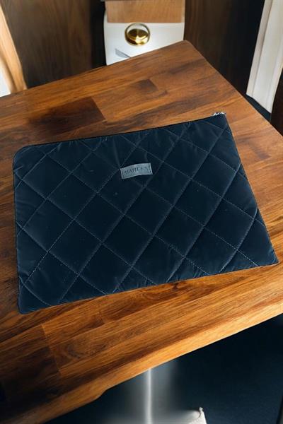 Siyah Pofuduk Kapitone Laptop Tablet Kılıfı 13-14 inç & Portföy Çanta