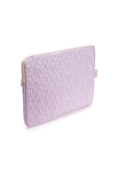 Star Puffy Lila Yıldız Desen XL Macbook ve Tablet Uyumlu Portföy Çanta