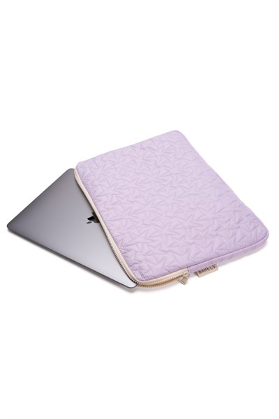 Star Puffy Lila Yıldız Desen XL Macbook ve Tablet Uyumlu Portföy Çanta