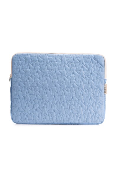 Star Puffy Mavi Yıldız Desen XL Macbook ve Tablet Uyumlu Portföy Çanta