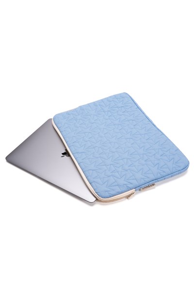 Star Puffy Mavi Yıldız Desen XL Macbook ve Tablet Uyumlu Portföy Çanta