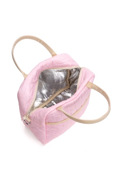 Star Puffy Pembe Termal Çanta Yemek Taşıma Beslenme Çantası Isı Yalıtımlı Askılı Çanta