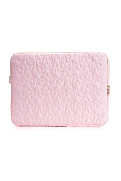 Star Puffy Pembe Yıldız Desen XL Macbook ve Tablet Uyumlu Portföy Çanta