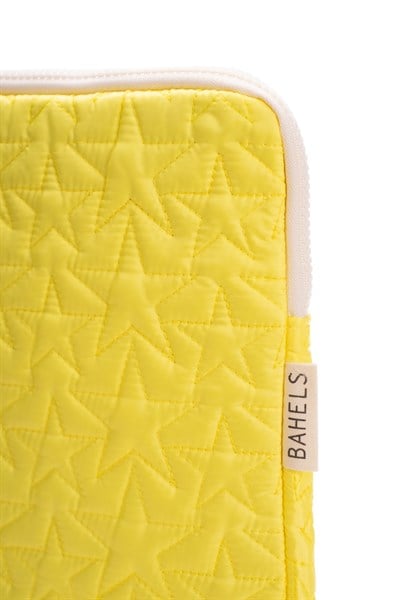 Star Puffy Sarı Yıldız Desen XL Macbook ve Tablet Uyumlu Portföy Çanta