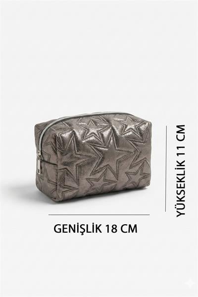 Stargirl Platin Yıldız Makyaj Çantası