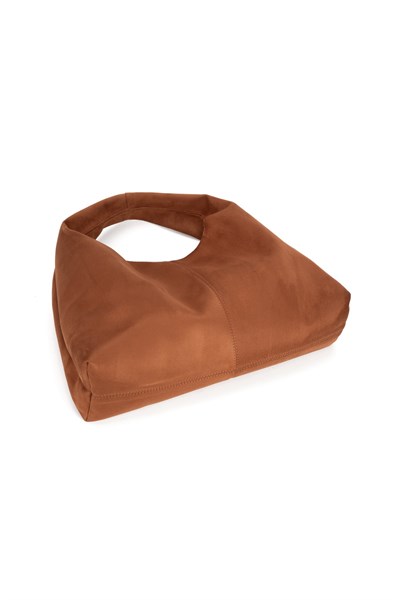Taba Süet Kadın Shopper Omuz Çantası – Yumuşak Form Vintage Model