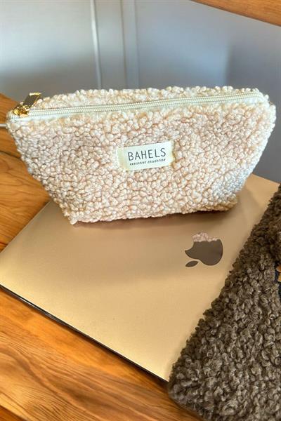 Teddy Bej Fermuarlı Tek Gözlü Cüzdan Makyaj Çantası Kalemlik Kalem Kutusu