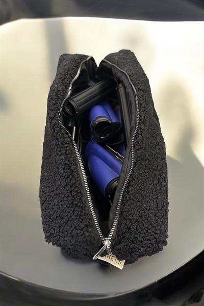 Teddy Peluş Siyah Tüm Saç Şekillendirici İçin Xl Boy Çanta Seyahat Çantası