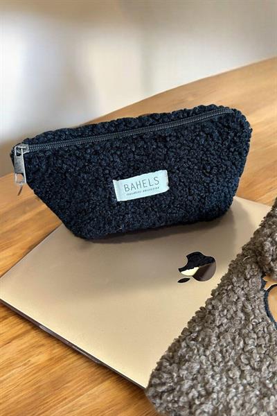 Teddy Siyah Fermuarlı Tek Gözlü Cüzdan Makyaj Çantası Kalemlik Kalem Kutusu