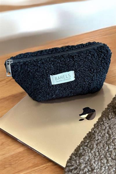 Teddy Siyah Fermuarlı Tek Gözlü Cüzdan Makyaj Çantası Kalemlik Kalem Kutusu