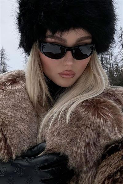 Trend Siyah Peluş Kürk Kalpak Şapka