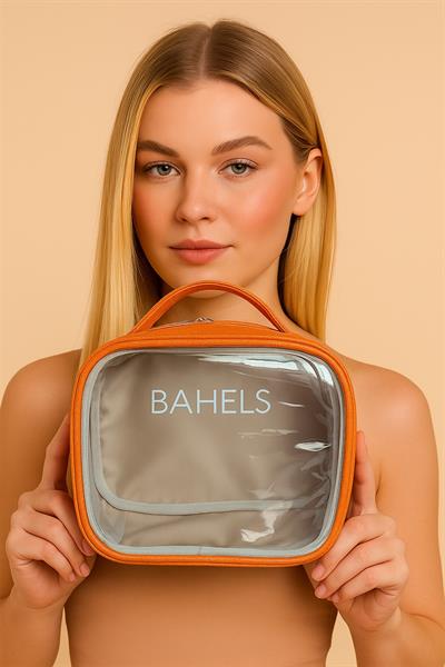 Turuncu Shine Collection Simli Makyaj Seyahat Çantası